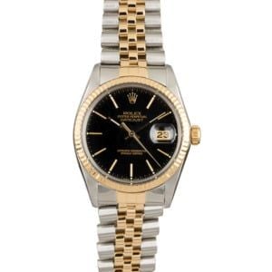 Used Rolex Datejust 16013 Black Dial Two Tone