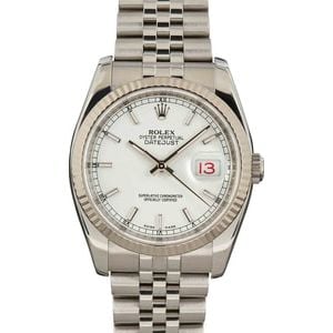 PreOwned Rolex Steel Datejust 116200 White Dial