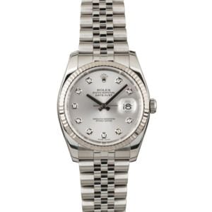 Used Rolex Datejust 116234 Silver Diamond Dial