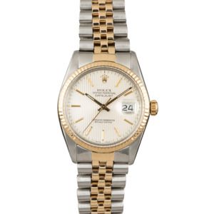 Used Rolex Datejust 16013 Silver Tapestry Index Dial