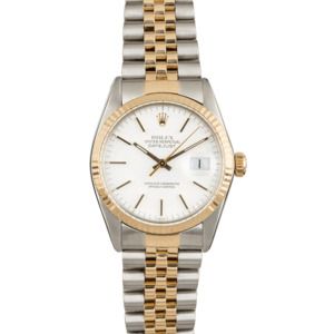 Rolex Datejust 16013 White Index Dial Two Tone Jubilee