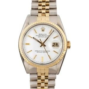 Pre-Owned Rolex Datejust 16013 White Index Dial