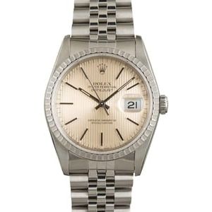 Rolex Datejust 16220 Silver Tapestry Dial