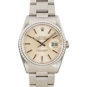 164895 Pre-owned Rolex Datejust 16220 Silver Dial