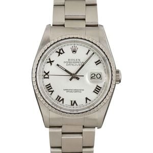 PreOwned Rolex Datejust 16220 White Roman Dial