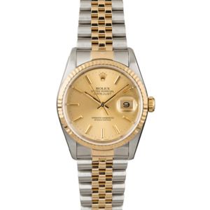 Used Rolex Datejust 16233 Champagne Dial Two Tone Watch