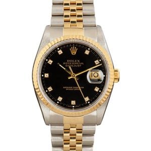 Rolex 16233 Datejust Black Diamond Dial