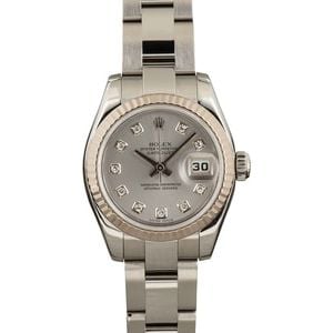 Ladies Rolex Datejust 179174 Silver Diamond Dial