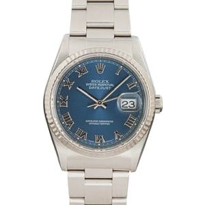 Rolex Datejust Ref 16234 Blue Roman Dial