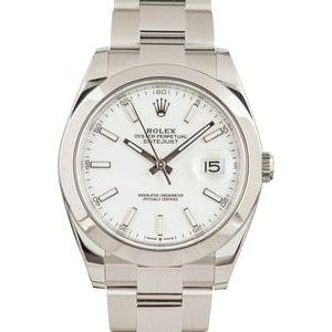 Rolex Datejust 41 Ref 126300 White Index Dial