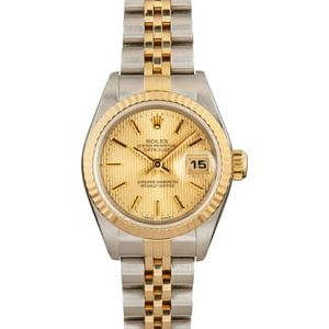 Lady Rolex Datejust 69173 Champagne Tapestry Dial