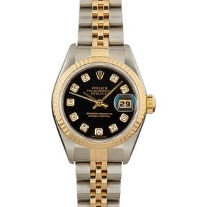 Rolex Datejust 79173 Black Dial Two Tone Jubilee