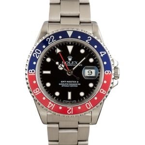 Pre-owned Rolex GMT-Master II ref 16710 Stainless Steel Pepsi