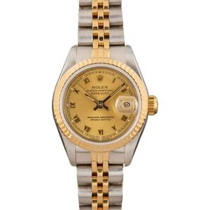 Ladies Rolex Datejust 69173 Champagne Roman Dial