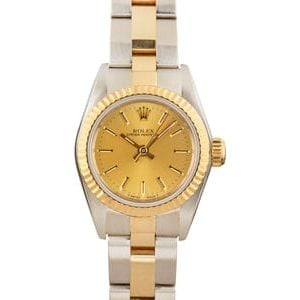 Ladies Rolex Oyster Perpetual 67193 Champagne Dial