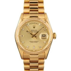 Pre-Owned Rolex Day-Date 18038 Diamond Dial