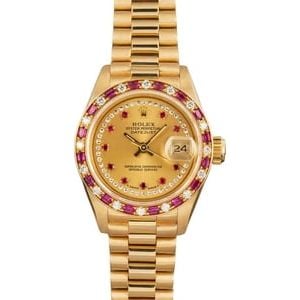 Pre-Owned Rolex President 69198 Rubies & Diamonds