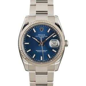 Rolex Date 115234 Blue Index Dial