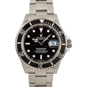 Pre-Owned Rolex Submariner 16610 Black Bezel Insert