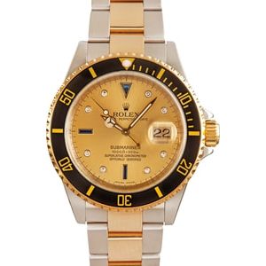 Rolex Submariner ref 16613T Champagne Serti Dial