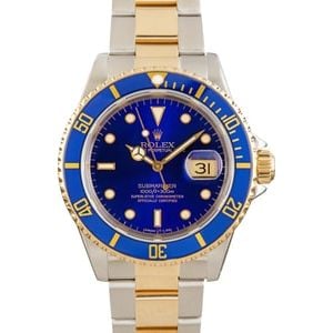 Mens Rolex Submariner 16613 Blue Dial