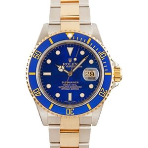 Mens Rolex Submariner 16613 Blue Dial