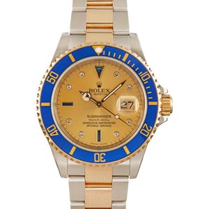 Rolex Two-Tone Submariner 16613 Serti Dial