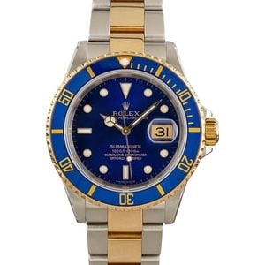 Mens Rolex Submariner 16613T Blue Two Tone