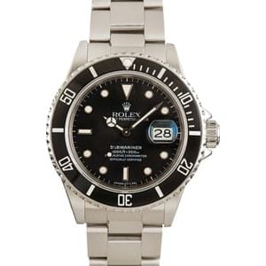 Used Rolex Submariner 16800 Stainless Steel Black Dial