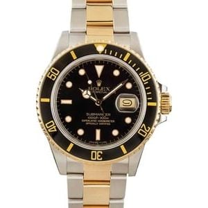 Rolex Submariner 16803 Black Dial Gold Bezel