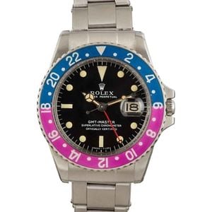 Vintage 1967 Rolex GMT-Master 1675 Fuchsia Bezel Insert