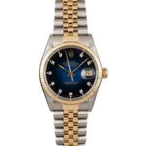 Used Rolex Datejust 16013 Blue Vignette Diamond Dial