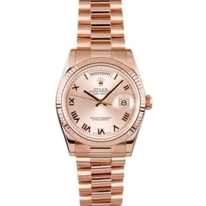 Pre-owned Mens Rolex President 18k Rose Gold 118235