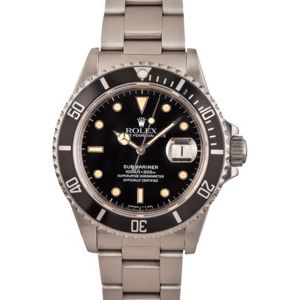 Pre Owned Rolex Submariner 168000 Black Dial