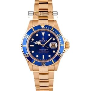 Mens Rolex 18k Yellow Gold Submariner 16618