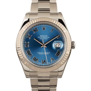 Pre-Owned Rolex Datejust 116334 Blue Roman Dial Watch