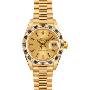 Pre-Owned Rolex Ladies President 69198 Sapphire & Diamond Bezel