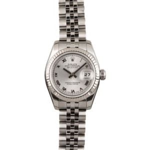 Pre Owned Rolex Lady Datejust 179174 Rhodium Roman Dial