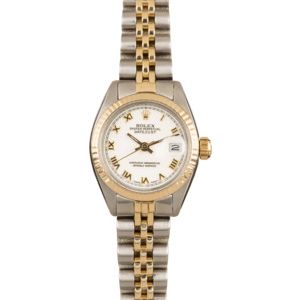 Pre-Owned Rolex Lady Rolex Date 6917 White Roman Dial