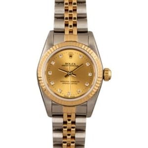 Rolex Lady Oyster Perpetual 76193 Champagne Diamond Dial