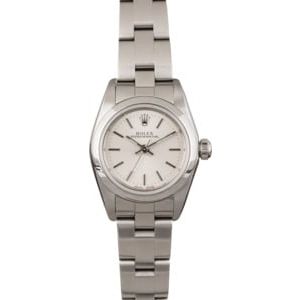 Pre Owned Rolex Lady Oyster Perpetual 76080 Silver Index Dial