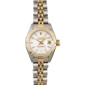 Used Rolex Lady Datejust 69173 Silver Tapestry Dial