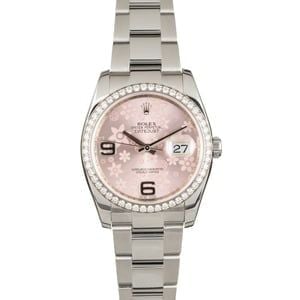 Used Rolex Datejust 116244 Diamond Bezel Pink Floral Dial