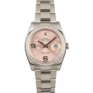 Pre Owned Rolex Datejust 116244 Floral Dial Diamond Bezel T