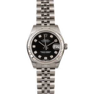 Unworn Rolex Datejust 178274 Black Diamond Dial