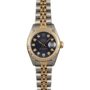 Ladies Rolex Oyster Perpetual DateJust Model 69173 Blue Diamond Dial