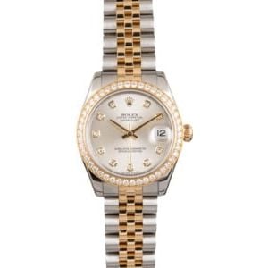 PreOwned Rolex Datejust 178383 Mid-Size with Diamond Dial and Bezel