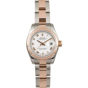 Rolex Ladies Everose Datejust 179171 White Roman