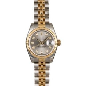 Unworn Rolex Lady Datejust 179173 Slate Diamond Dial