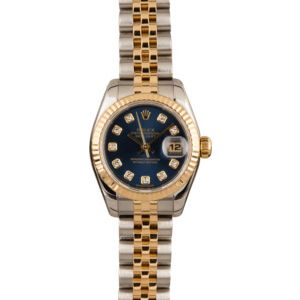 Pre Owned Rolex Lady-Datejust 179173 Blue Diamond Dial